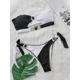 Luxury Cameo Push-Up Bikini Set - Rhinestone-Embellished Bandeau Swimsuit for Women